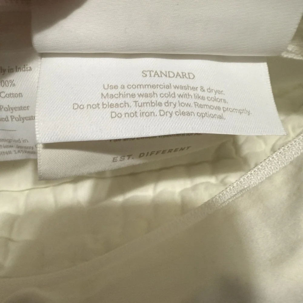 Boll & Branch Signature Handstitched Quilted Sham Standard Size White  x 2